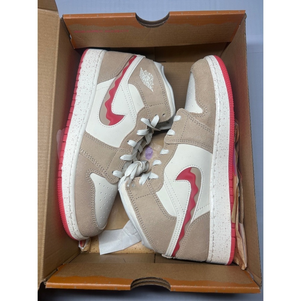 Nike Air Jordan 1 Mid SE Peanut Butter & Jelly GS Size 5Y HJ5958 206 New - Picture 2 of 5